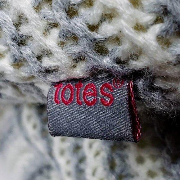 Totes Toasty Knitted Striped Furry Lined Memory Foam Boot Slippers M - Picture 8 of 10